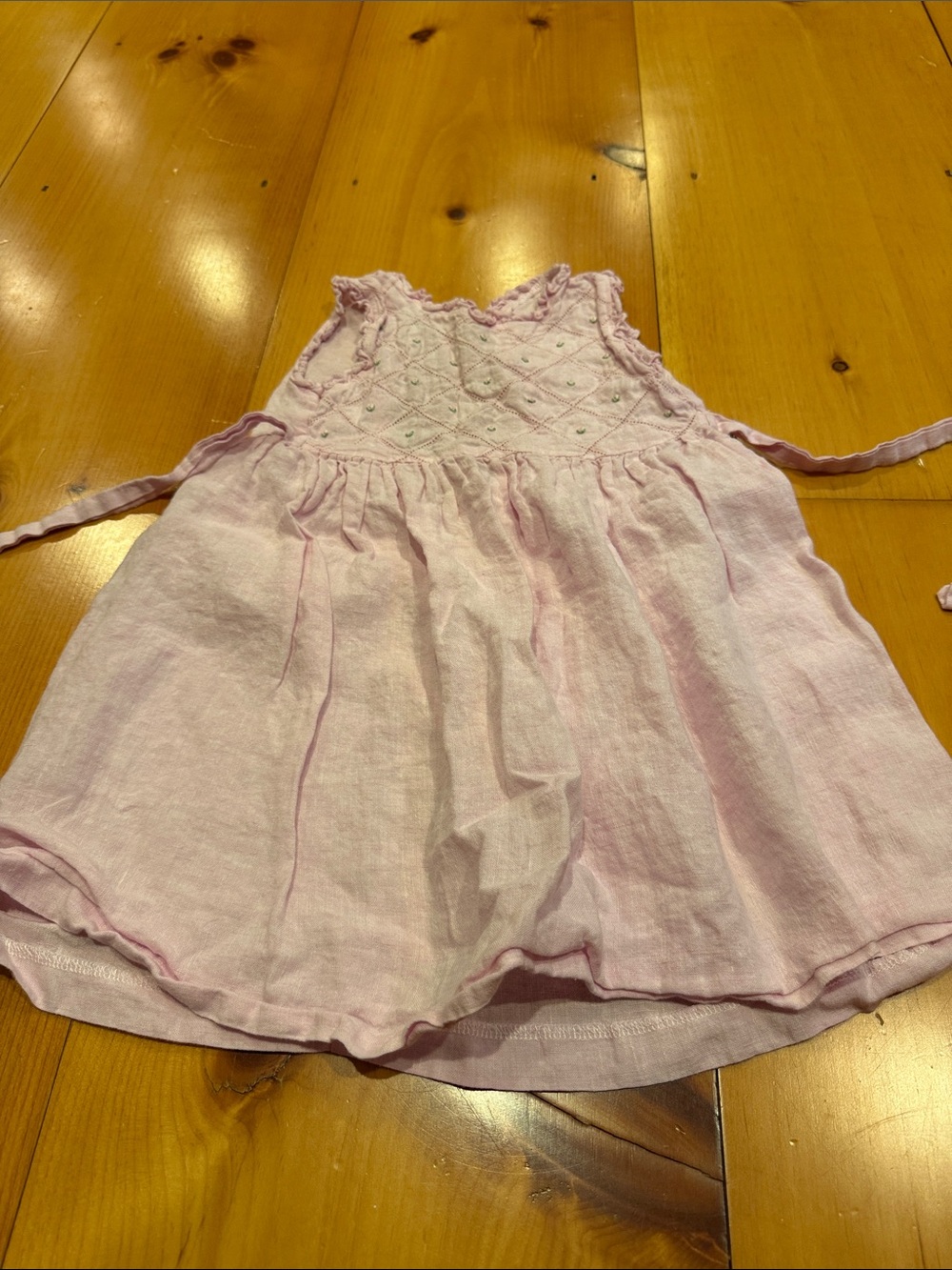 Girls' Pink Linen Dress